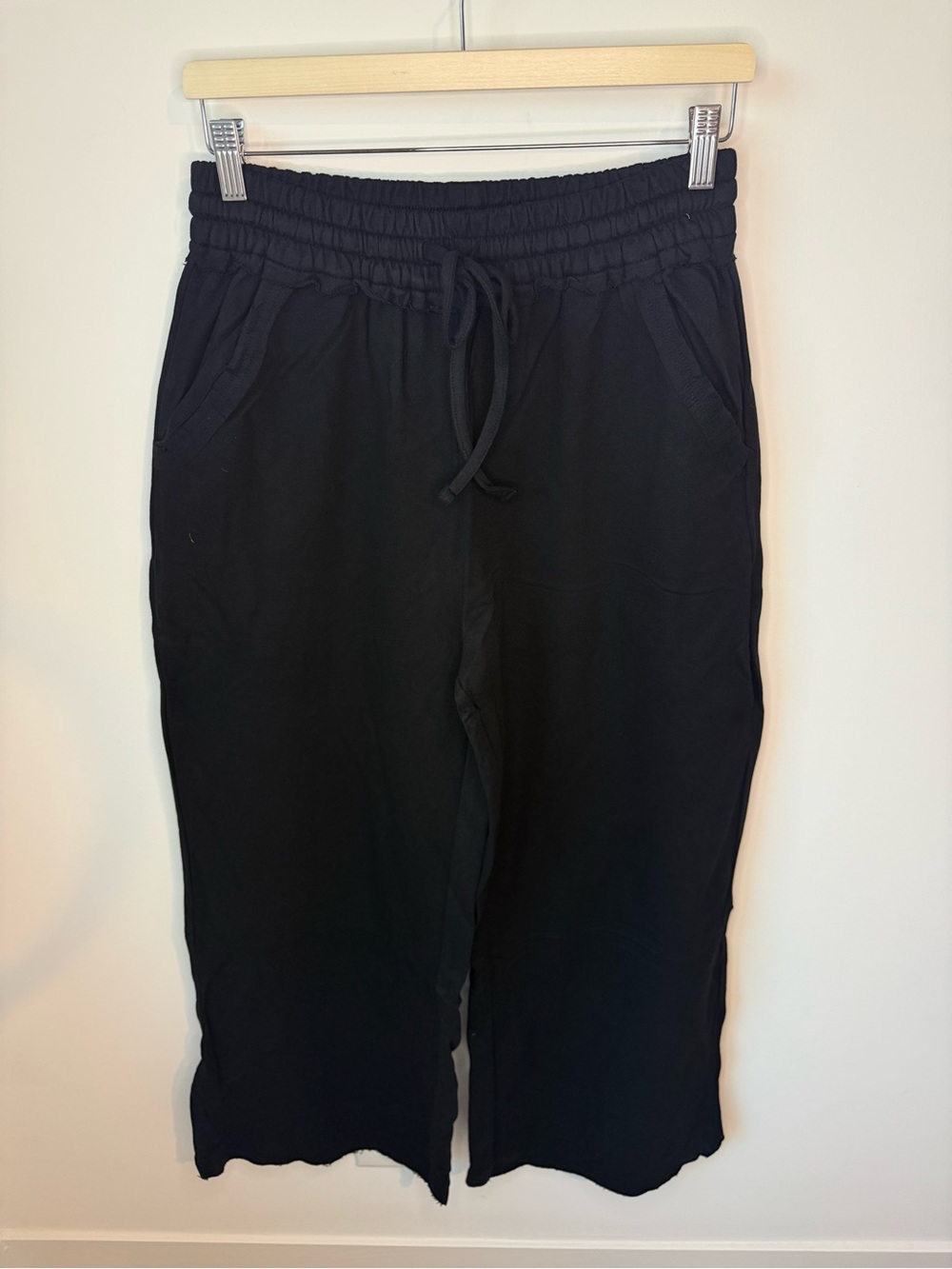 Zenana Women’s NWT 100% Cotton French Terry Wide Leg Pants - Black | S-L